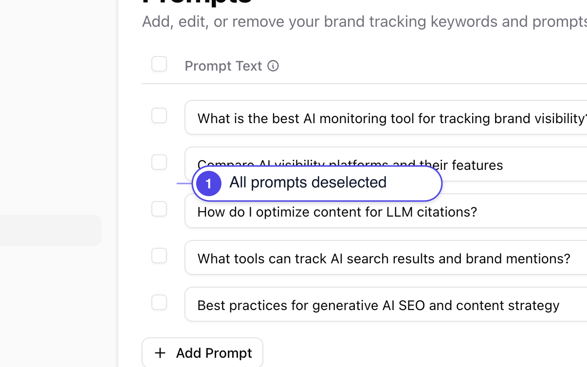 Clear prompt selection